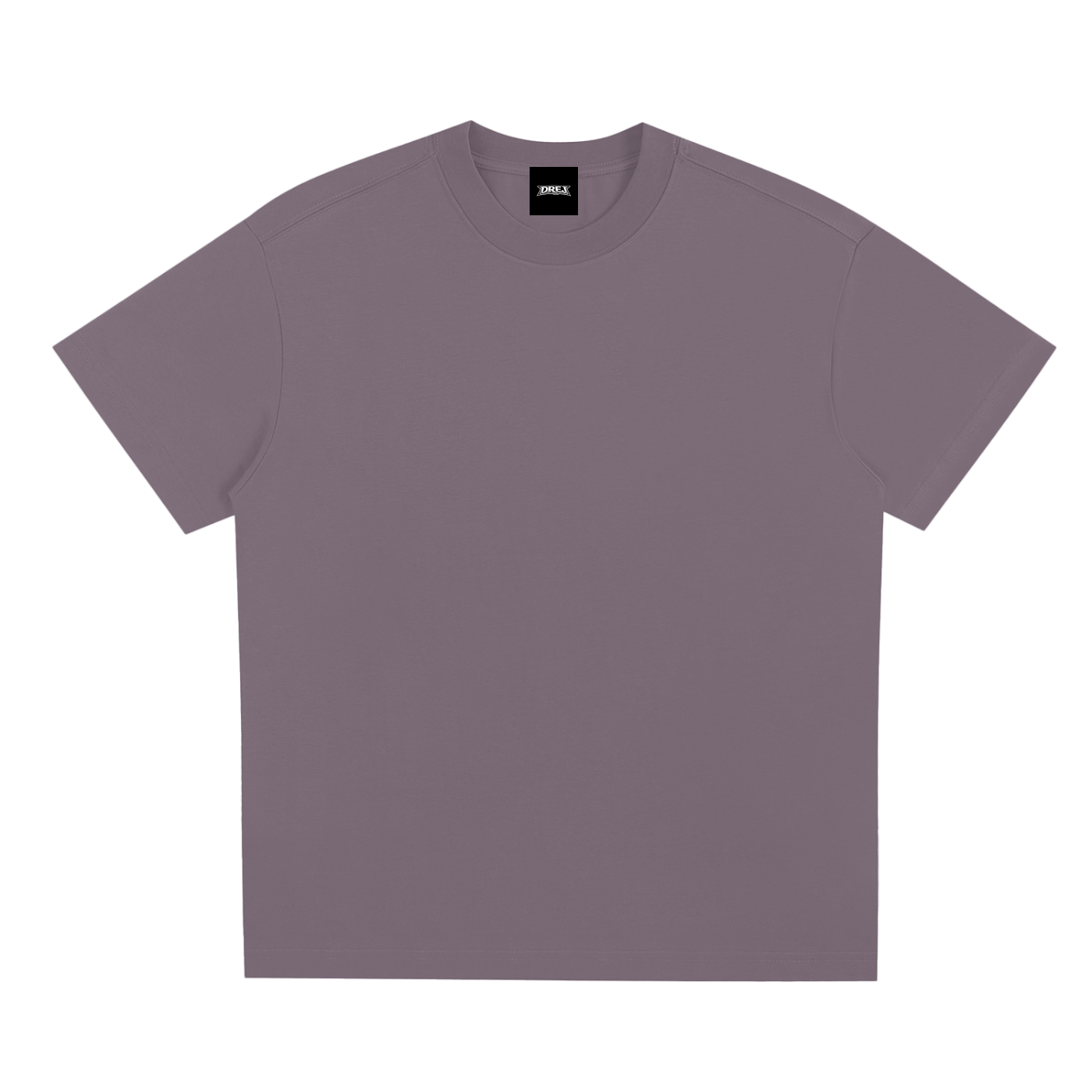 Oversized mauve t-shirt with crew neck and clean design, modern streetwear style
