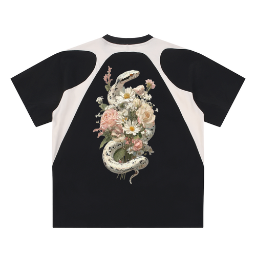 Contrast Panel Cotton T-Shirt